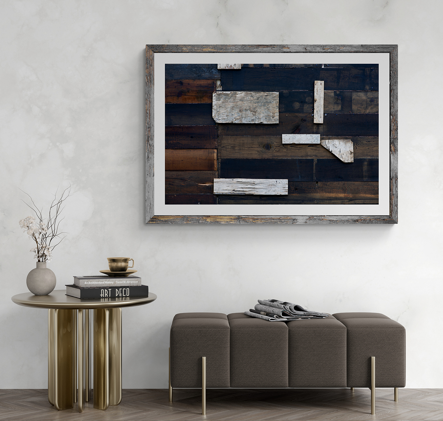 Abstract frame on a wooden fence