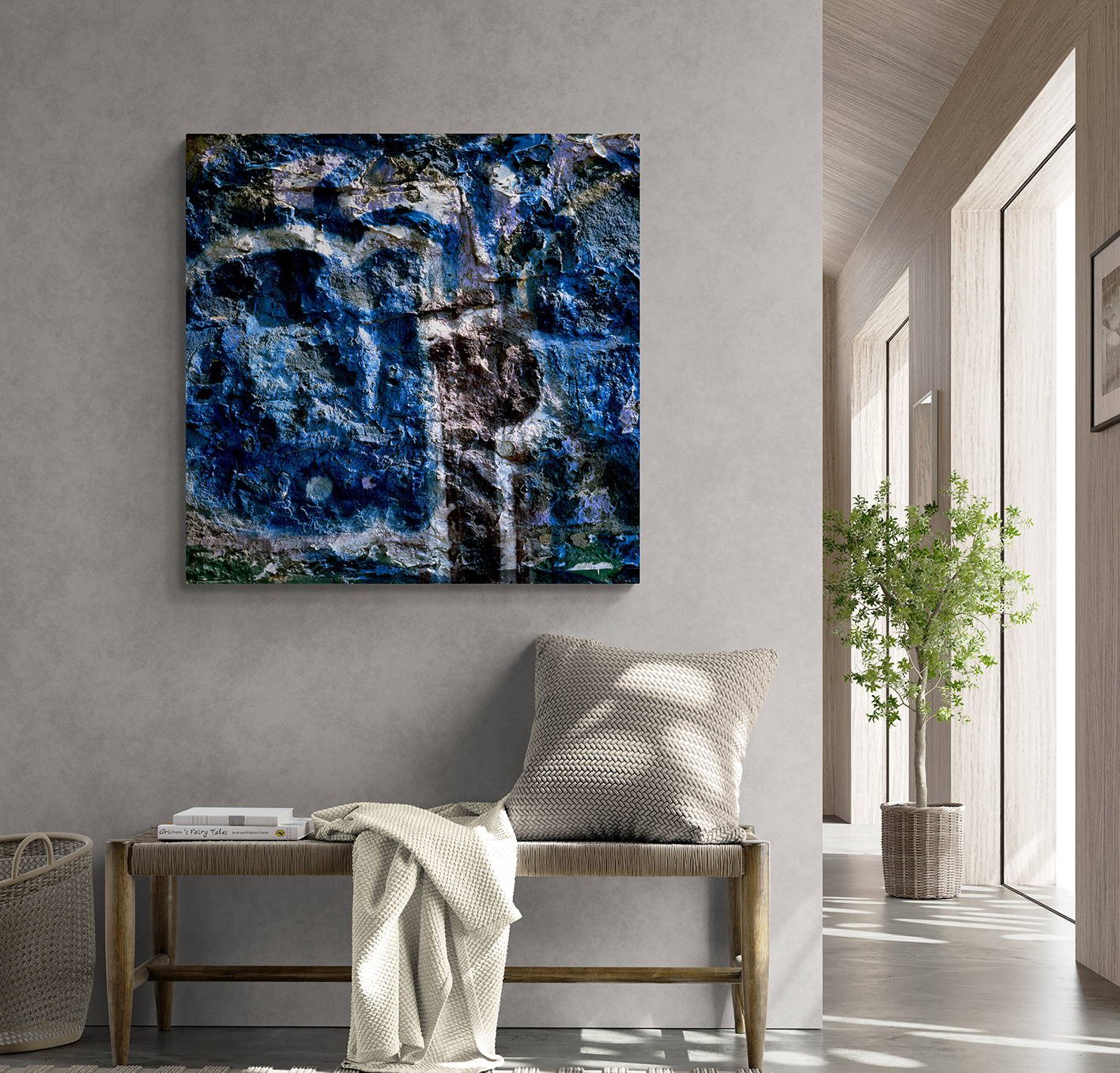 Textura azul en pared