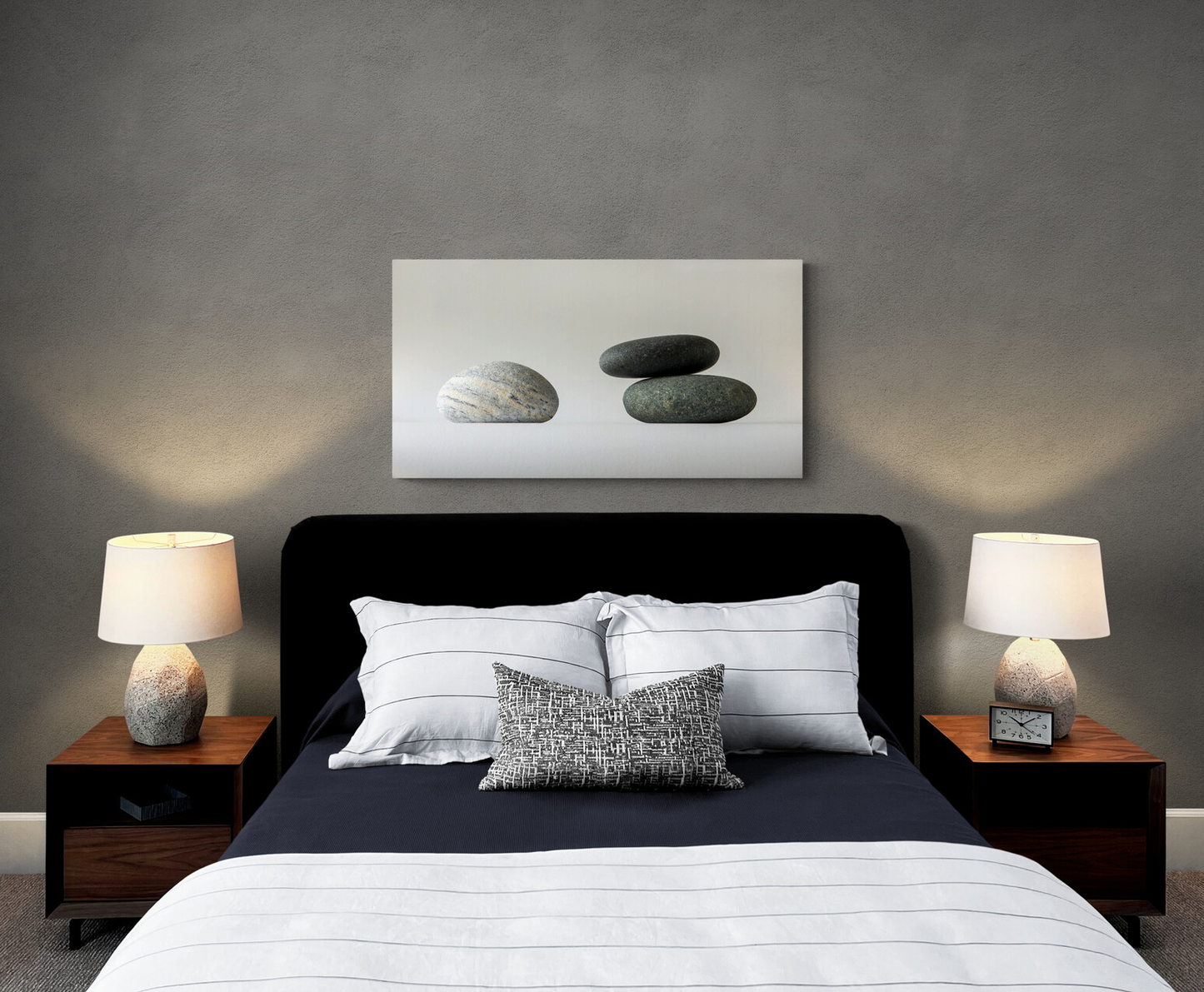 Three rocks on a white background