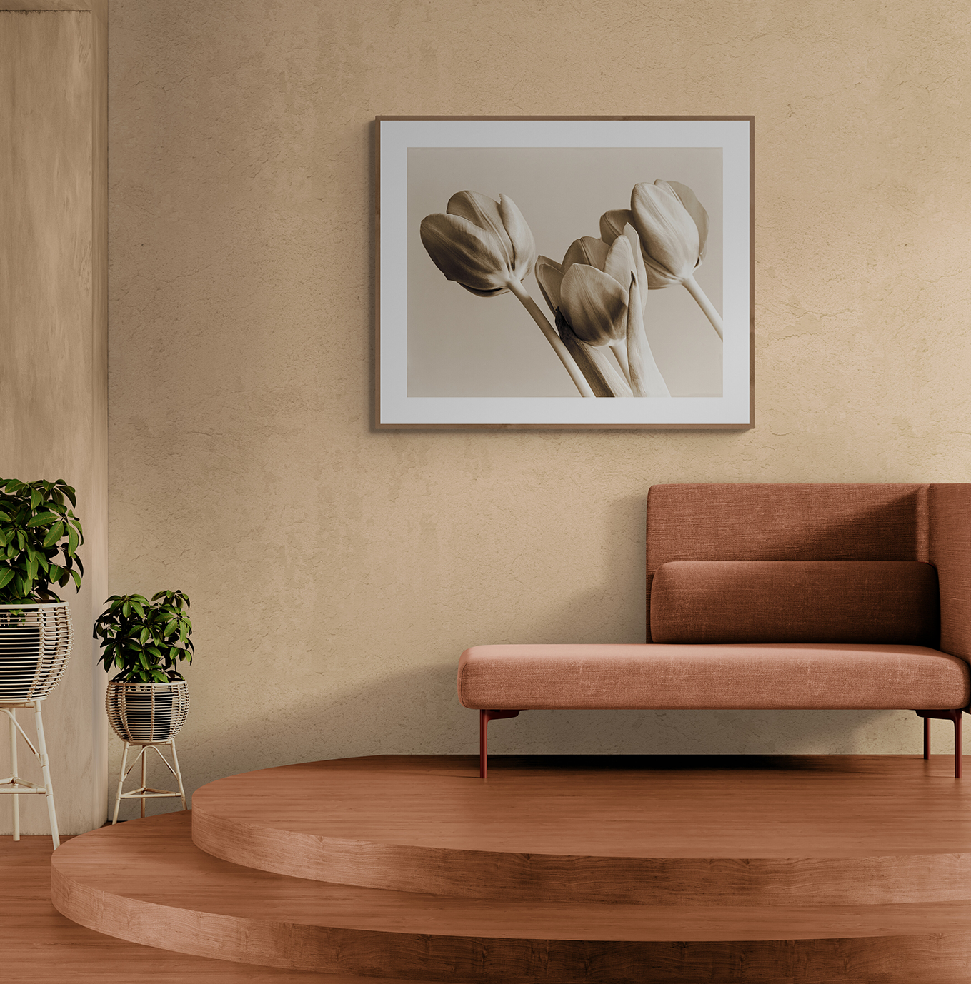Tulip arrangement in sepia