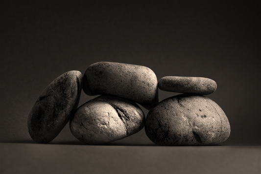 Five rocks in sepia